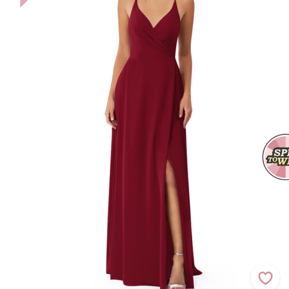 Burgundy V-Neck Bridesmaid dress